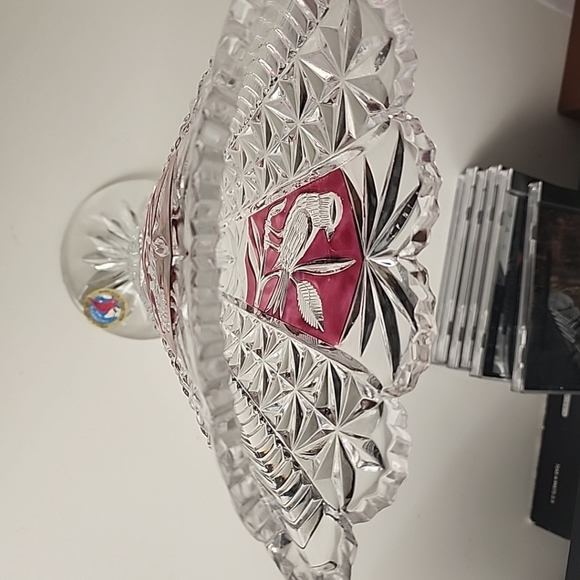 Hofbauer Collection echt bleikrostal Crystal Fan Vase, Ruby Red & Clear, 9" - Picture 8 of 13